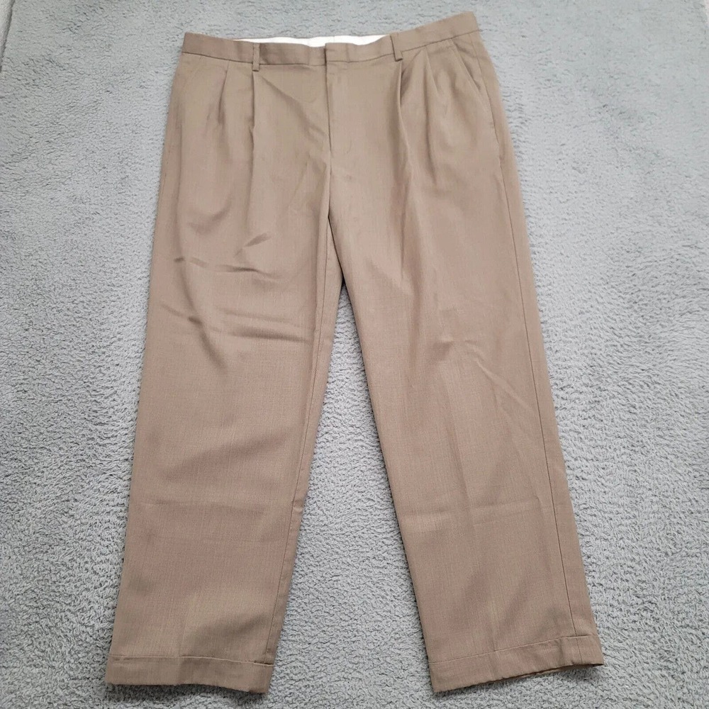 Jos. A Bank Pants Mens‎ 40x30 Brown Traveler Wool Pleated Workwear Dress Slacks
